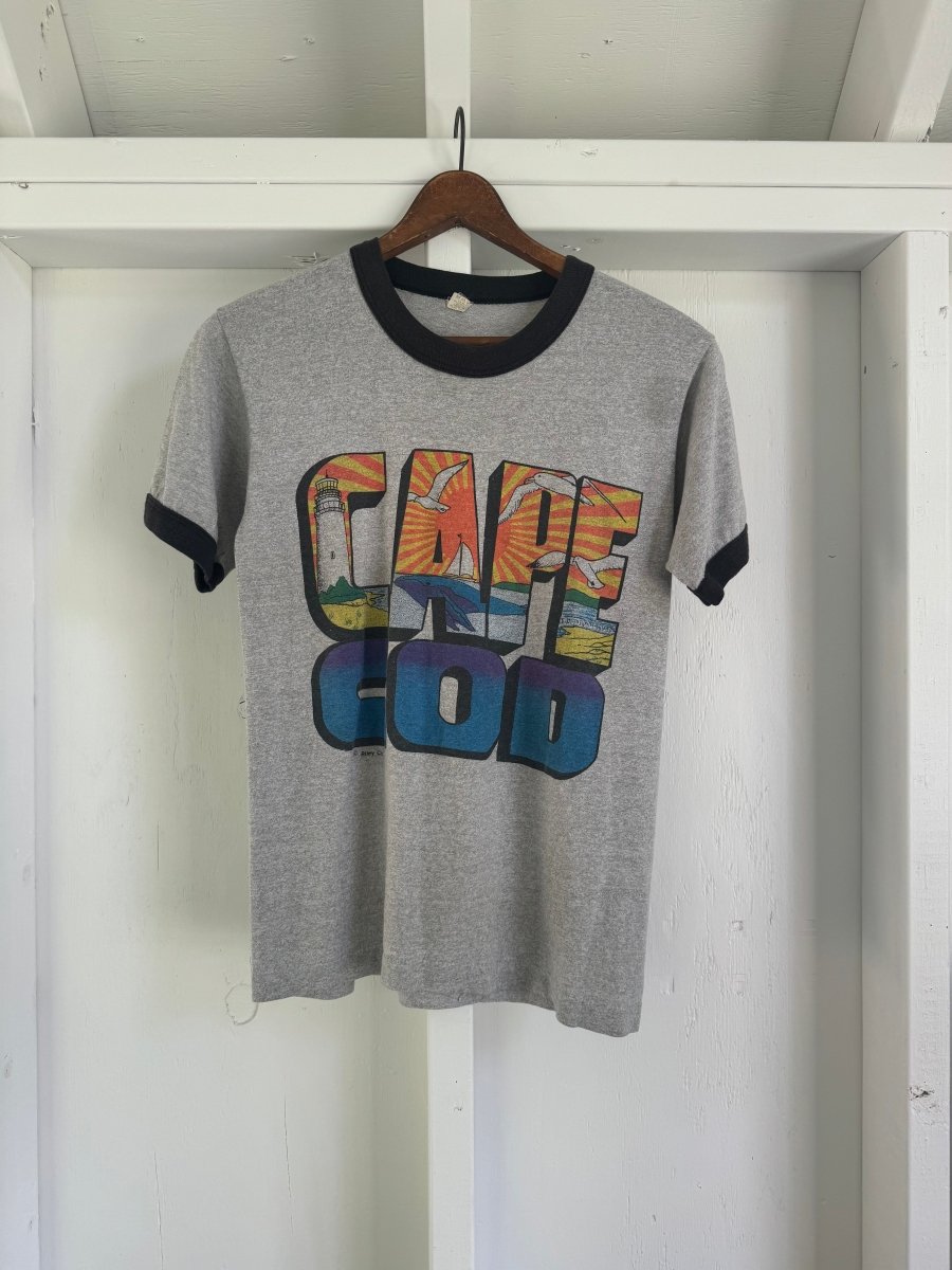 Vintage 80s Cape Cod Ringer Tee Shirt - Diamonds & Rust