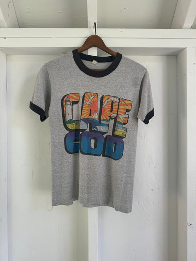 Vintage 80s Cape Cod Ringer Tee Shirt - Diamonds & Rust