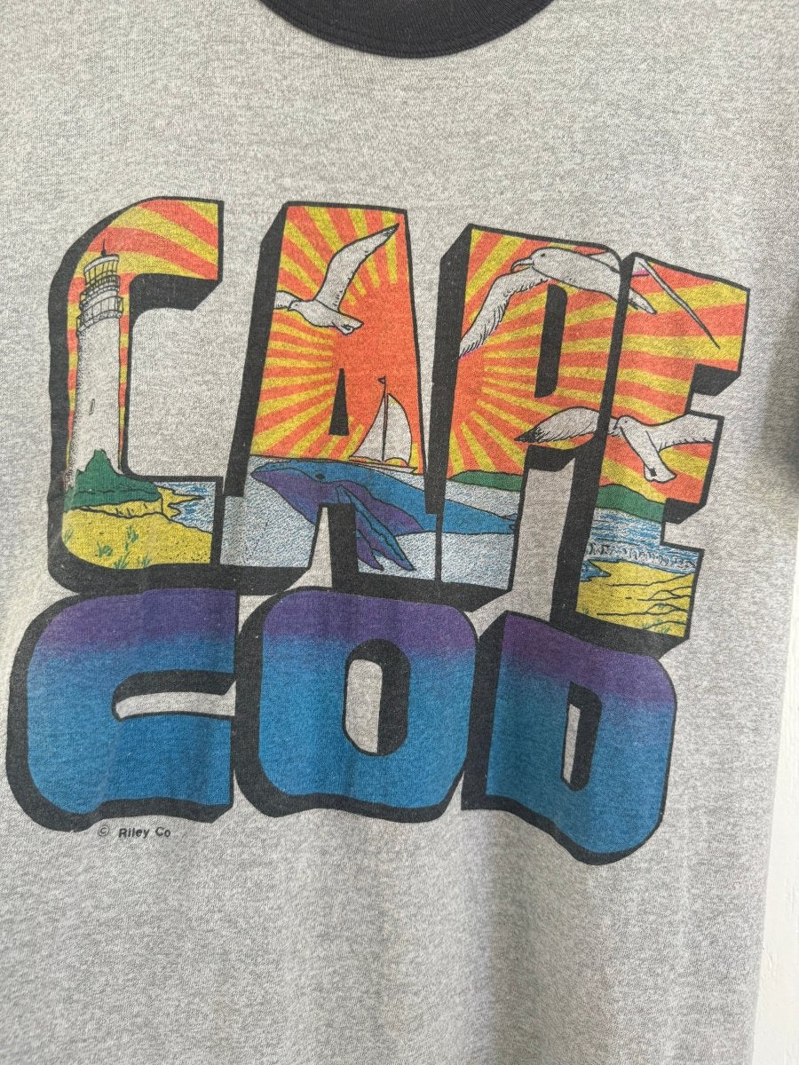 Vintage 80s Cape Cod Ringer Tee Shirt - Diamonds & Rust