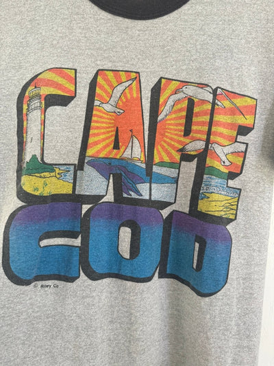 Vintage 80s Cape Cod Ringer Tee Shirt - Diamonds & Rust