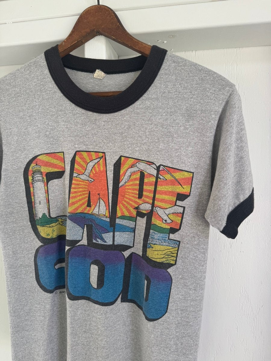 Vintage 80s Cape Cod Ringer Tee Shirt - Diamonds & Rust