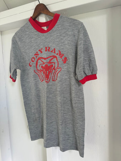 Vintage 80s Cony Rams Ringer Tee Shirt - Diamonds & Rust