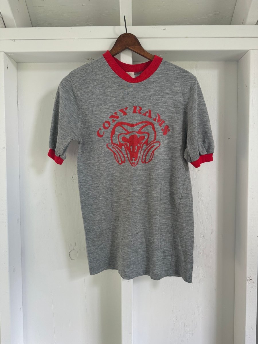 Vintage 80s Cony Rams Ringer Tee Shirt - Diamonds & Rust