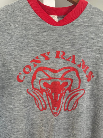Vintage 80s Cony Rams Ringer Tee Shirt - Diamonds & Rust