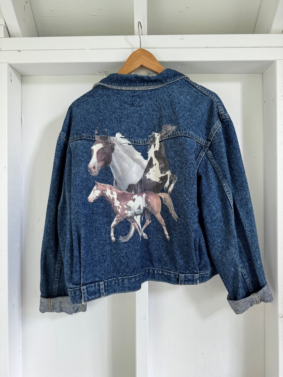 Vintage 80's Lee Denim Jacket - Horses - Diamonds & Rust