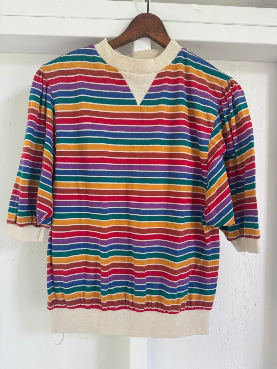 Vintage 80s Rainbow Striped Shirt - Diamonds & Rust