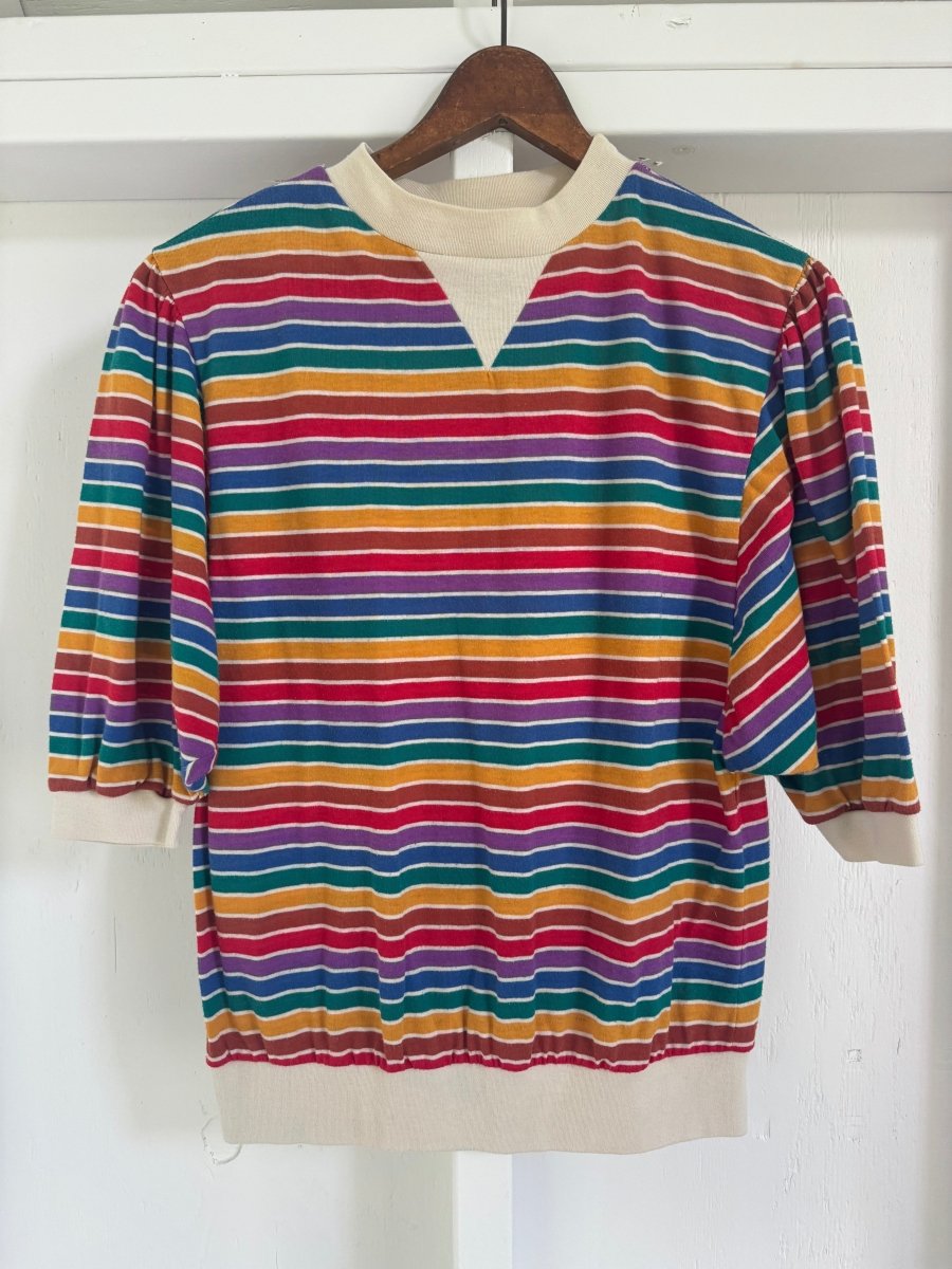 Vintage 80s Rainbow Striped Shirt - Diamonds & Rust