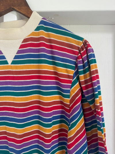 Vintage 80s Rainbow Striped Shirt - Diamonds & Rust