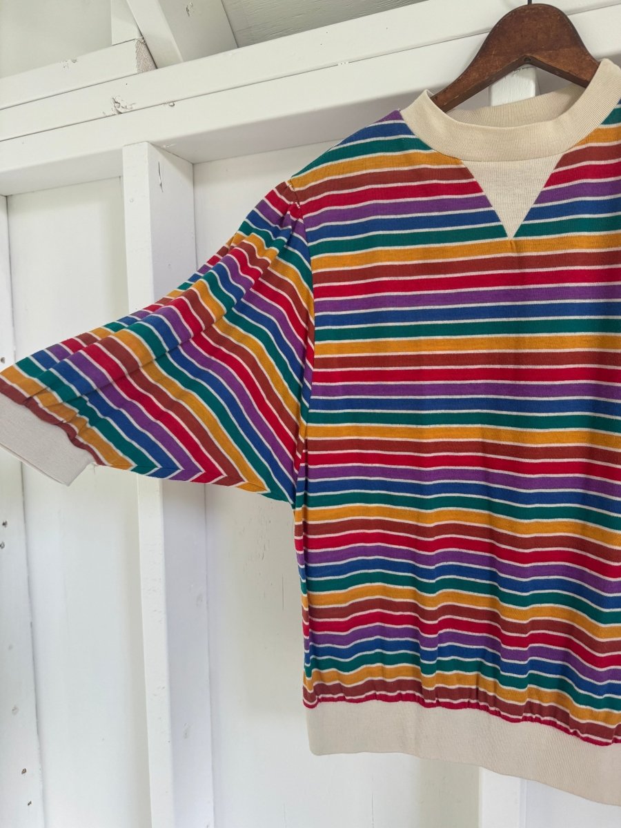Vintage 80s Rainbow Striped Shirt - Diamonds & Rust