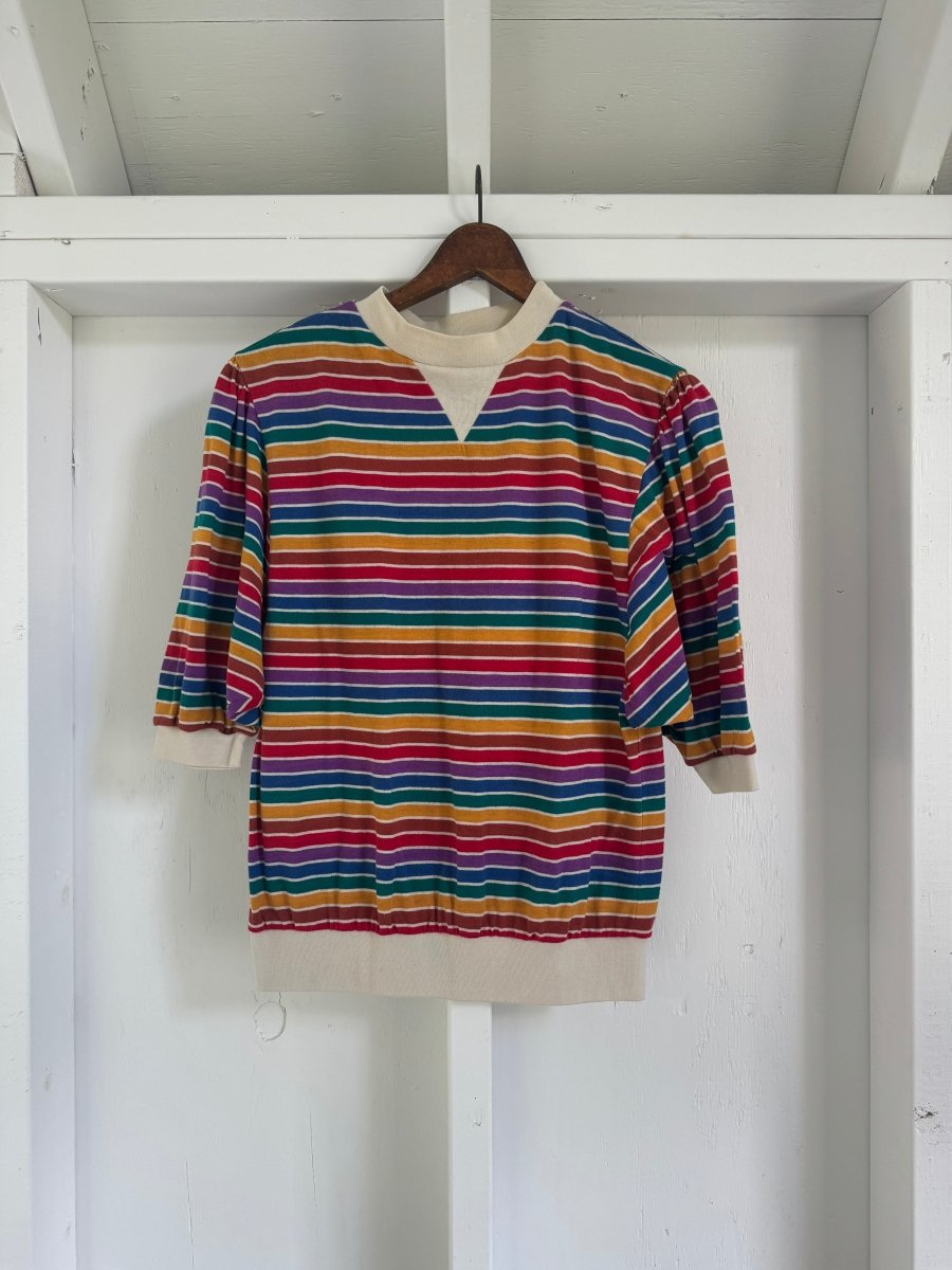 Vintage 80s Rainbow Striped Shirt - Diamonds & Rust