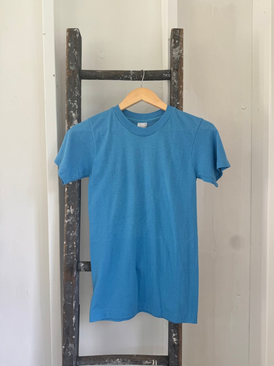 Vintage 80s Stedman Tee Shirt - Baby Blue - Diamonds & Rust