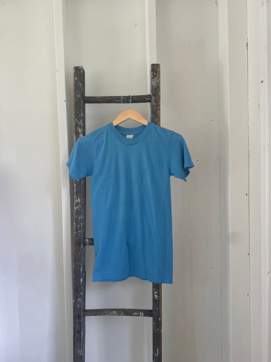 Vintage 80s Stedman Tee Shirt - Baby Blue - Diamonds & Rust