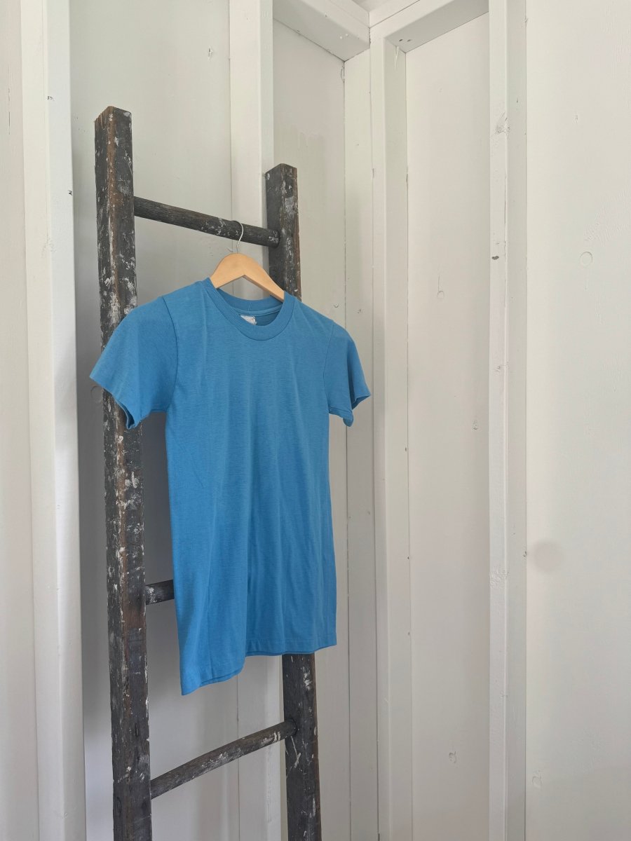 Vintage 80s Stedman Tee Shirt - Baby Blue - Diamonds & Rust