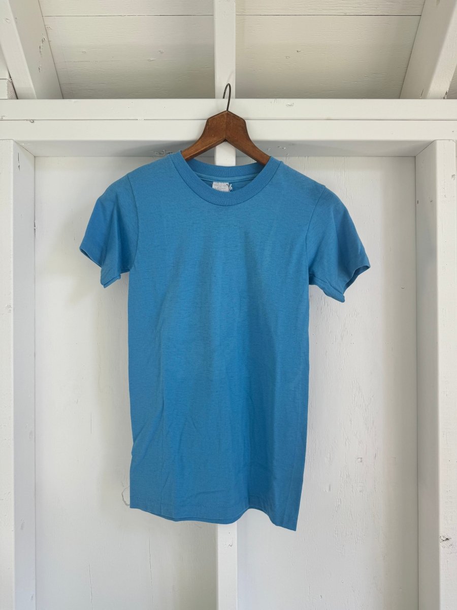 Vintage 80s Stedman Tee Shirt - Baby Blue - Diamonds & Rust