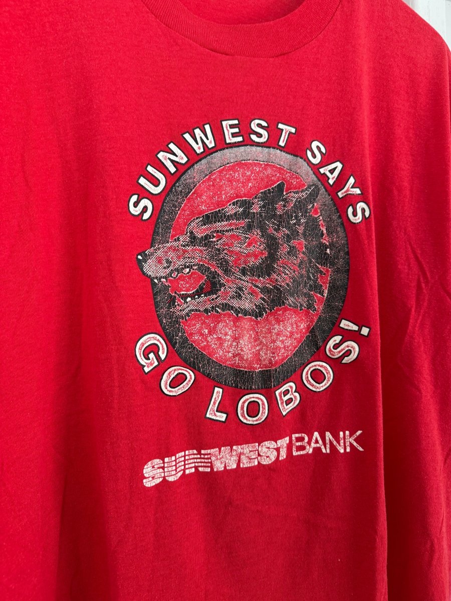 Vintage 80s Sunwest Says GO LOBOS! Tee - Diamonds & Rust