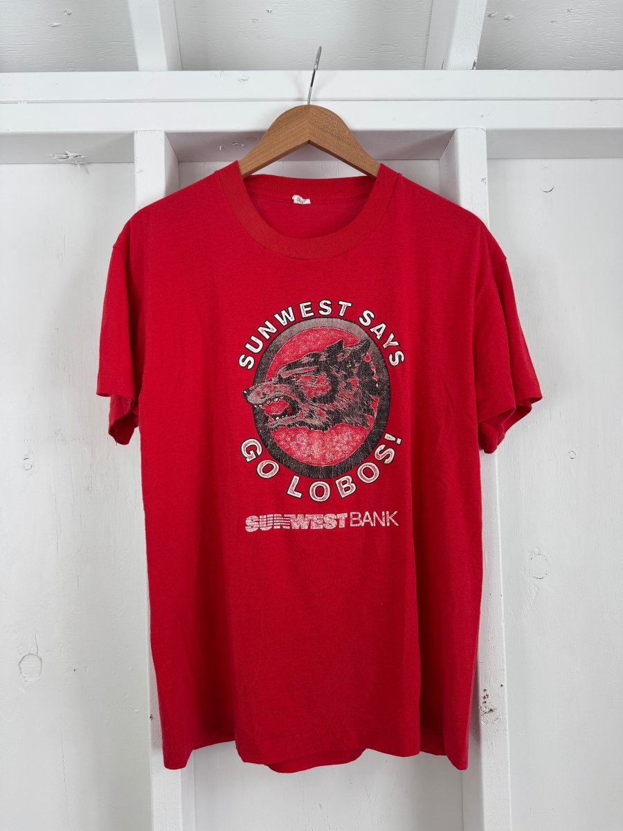 Vintage 80s Sunwest Says GO LOBOS! Tee - Diamonds & Rust