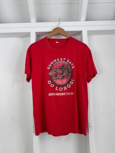 Vintage 80s Sunwest Says GO LOBOS! Tee - Diamonds & Rust