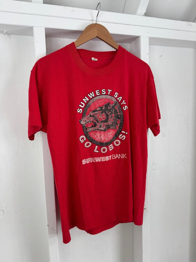 Vintage 80s Sunwest Says GO LOBOS! Tee - Diamonds & Rust