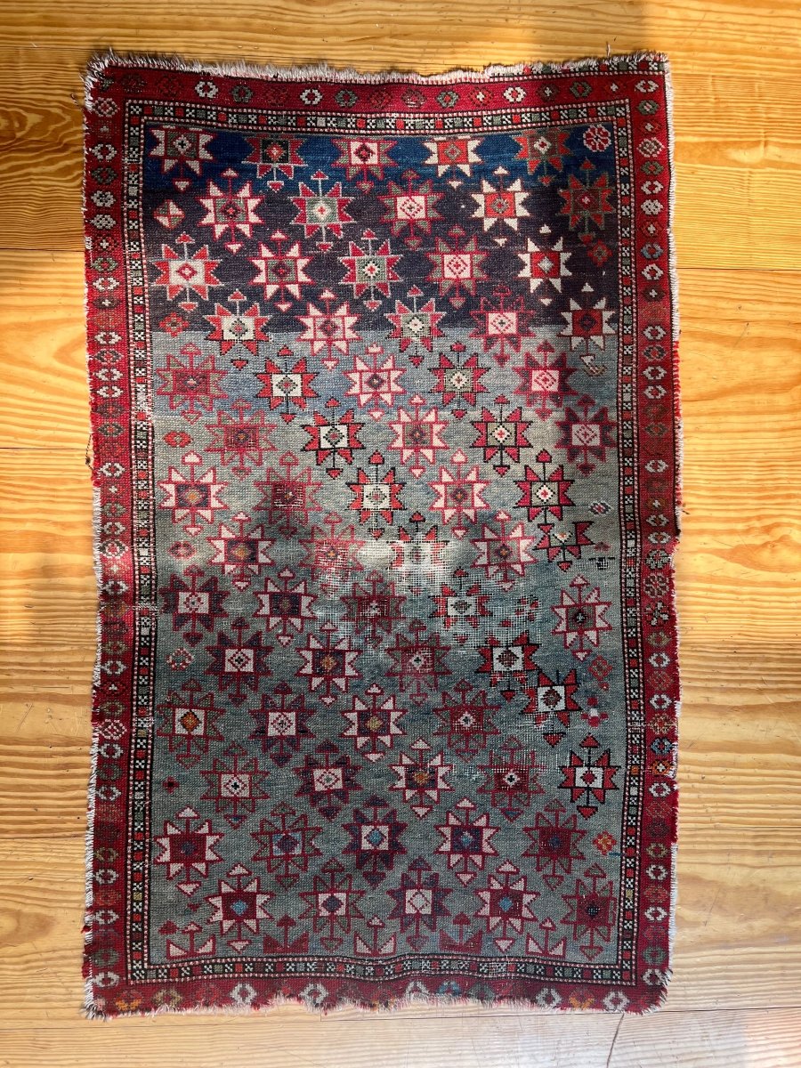 Vintage Area Rug - Diamonds & Rust