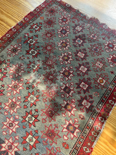 Vintage Area Rug - Diamonds & Rust
