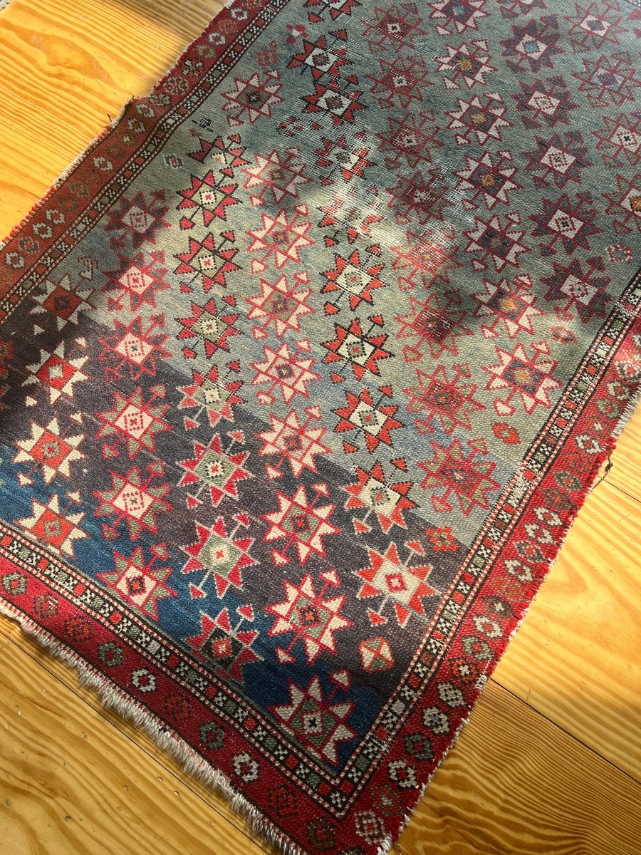 Vintage Area Rug - Diamonds & Rust
