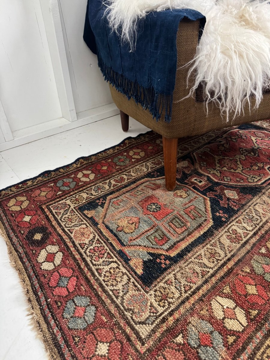 Vintage Area Rug - Diamonds & Rust