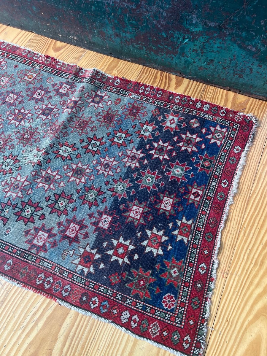 Vintage Area Rug - Diamonds & Rust