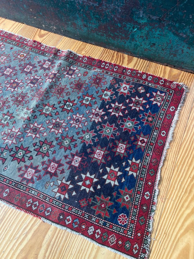 Vintage Area Rug - Diamonds & Rust
