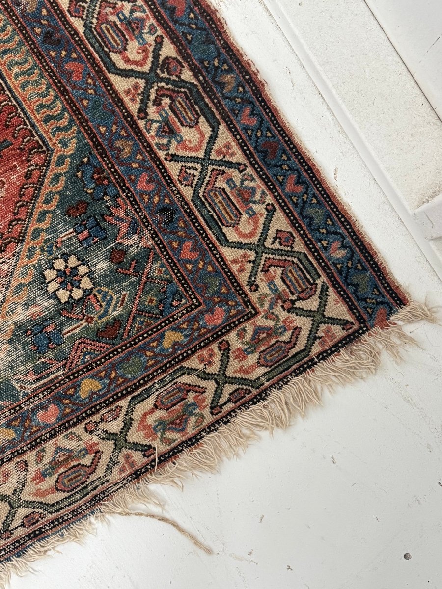 Vintage Area Rug - Blue - Diamonds & Rust