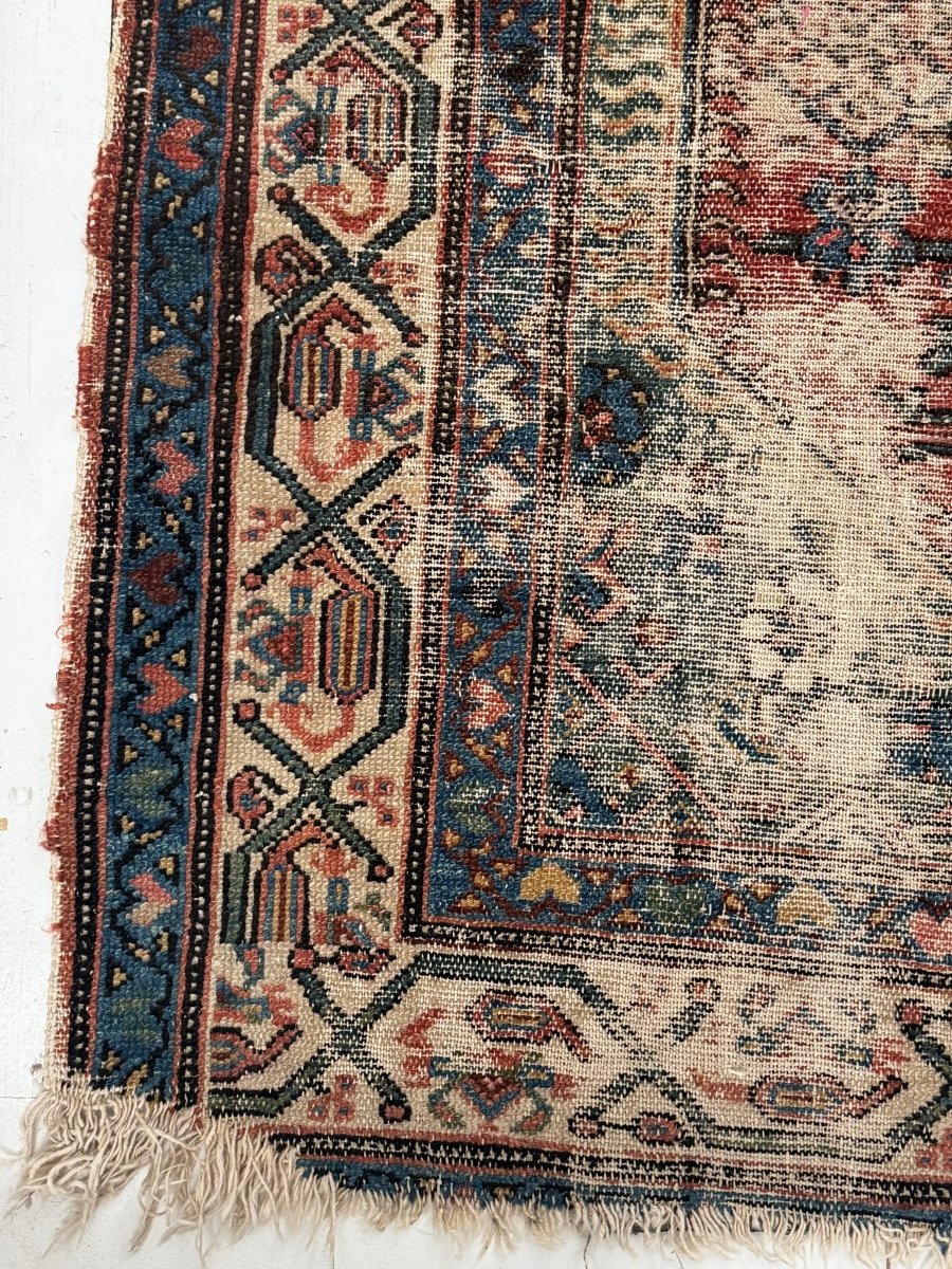 Vintage Area Rug - Blue - Diamonds & Rust