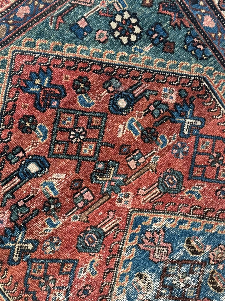 Vintage Area Rug - Blue - Diamonds & Rust