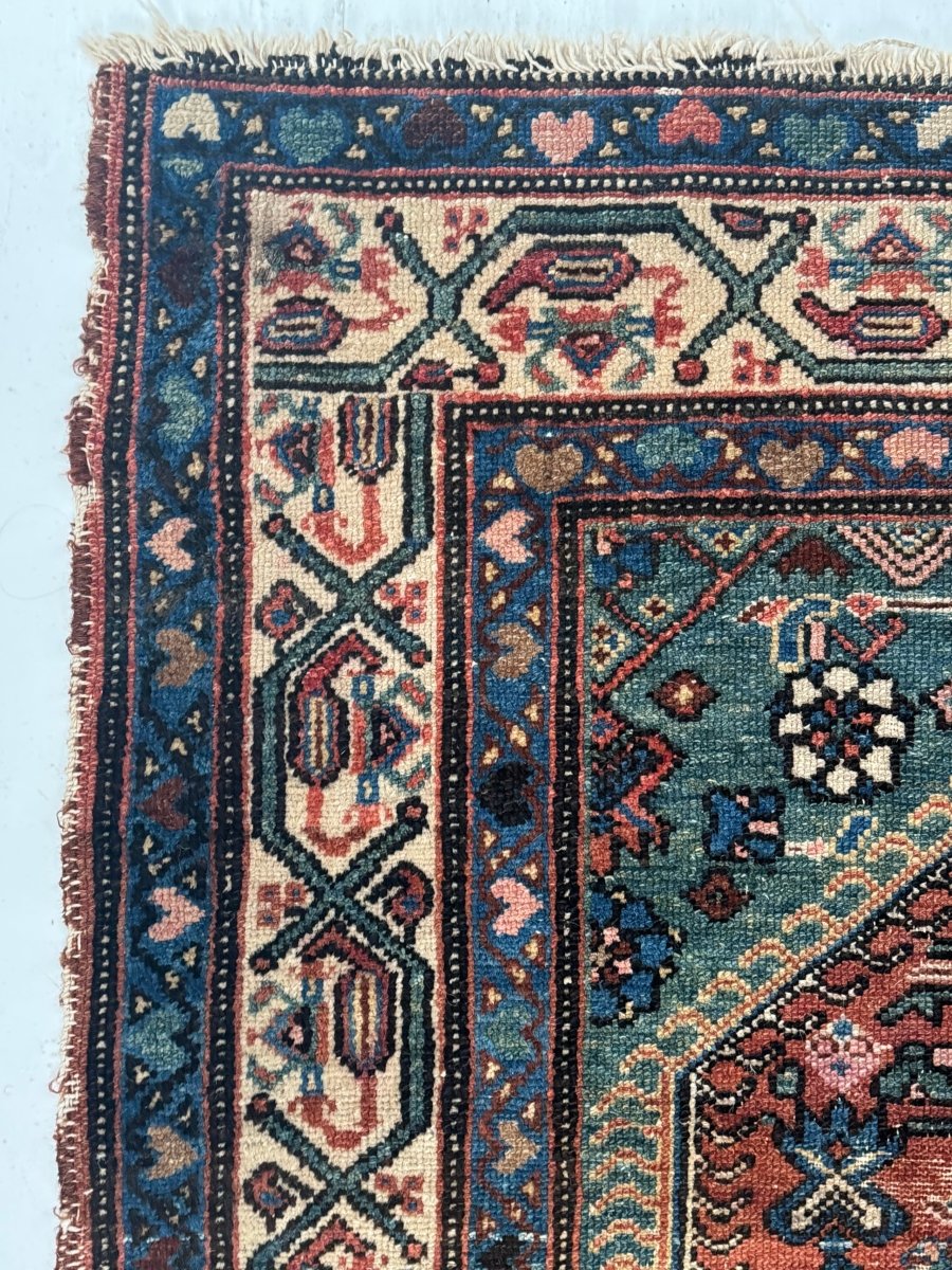 Vintage Area Rug - Blue - Diamonds & Rust