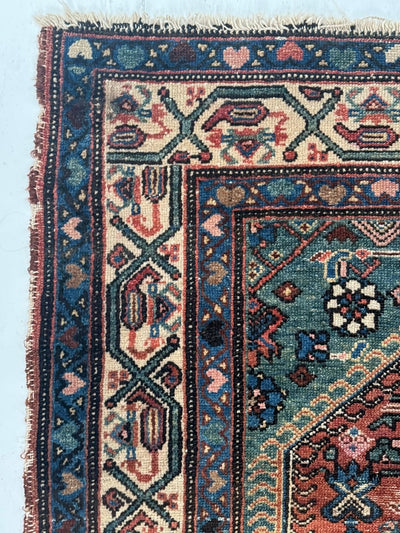 Vintage Area Rug - Blue - Diamonds & Rust