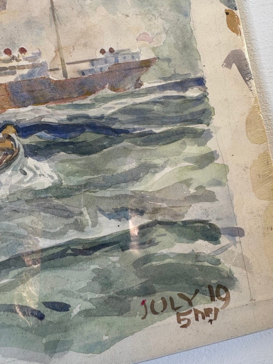 Vintage Boats Watercolor Painting – Coastal Charm - Diamonds & Rust