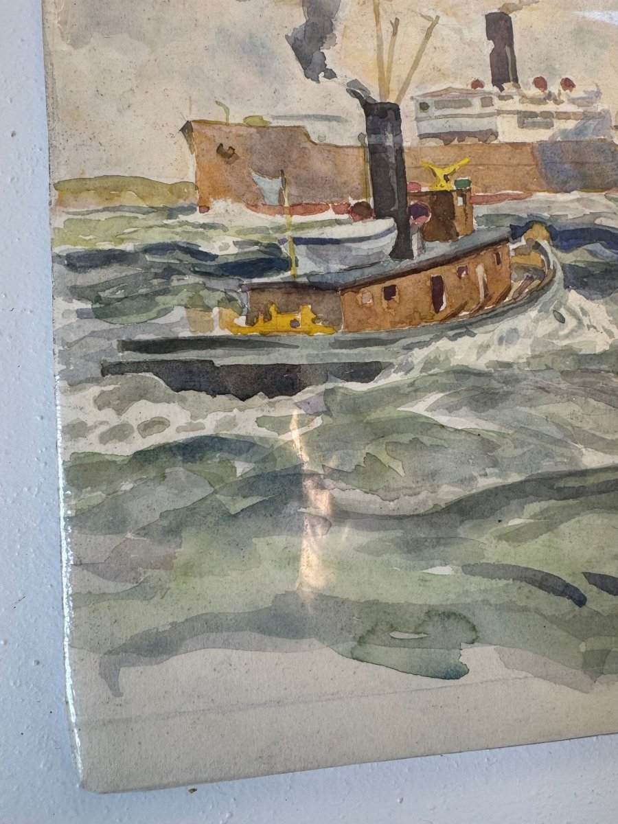 Vintage Boats Watercolor Painting – Coastal Charm - Diamonds & Rust