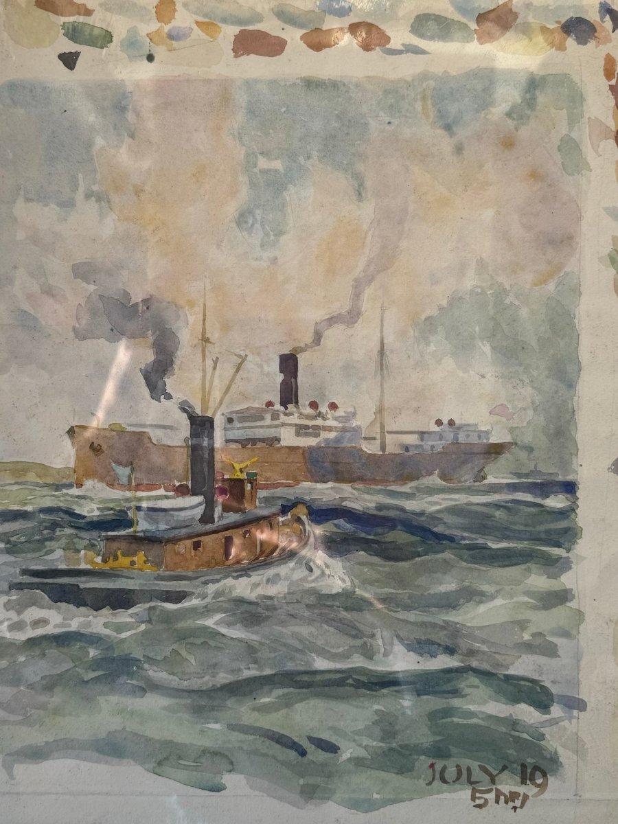 Vintage Boats Watercolor Painting – Coastal Charm - Diamonds & Rust