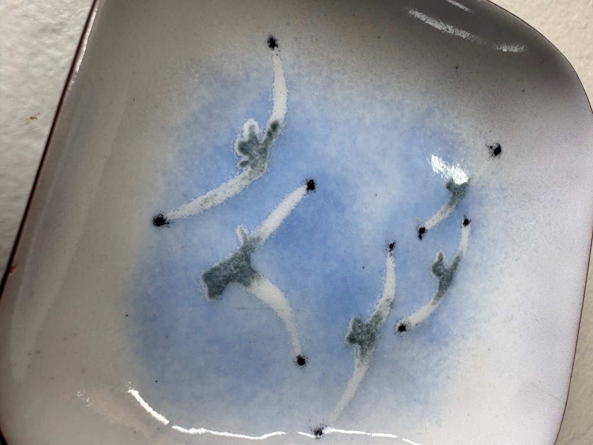 Vintage Bovano Enamel Seagulls Plate - Diamonds & Rust