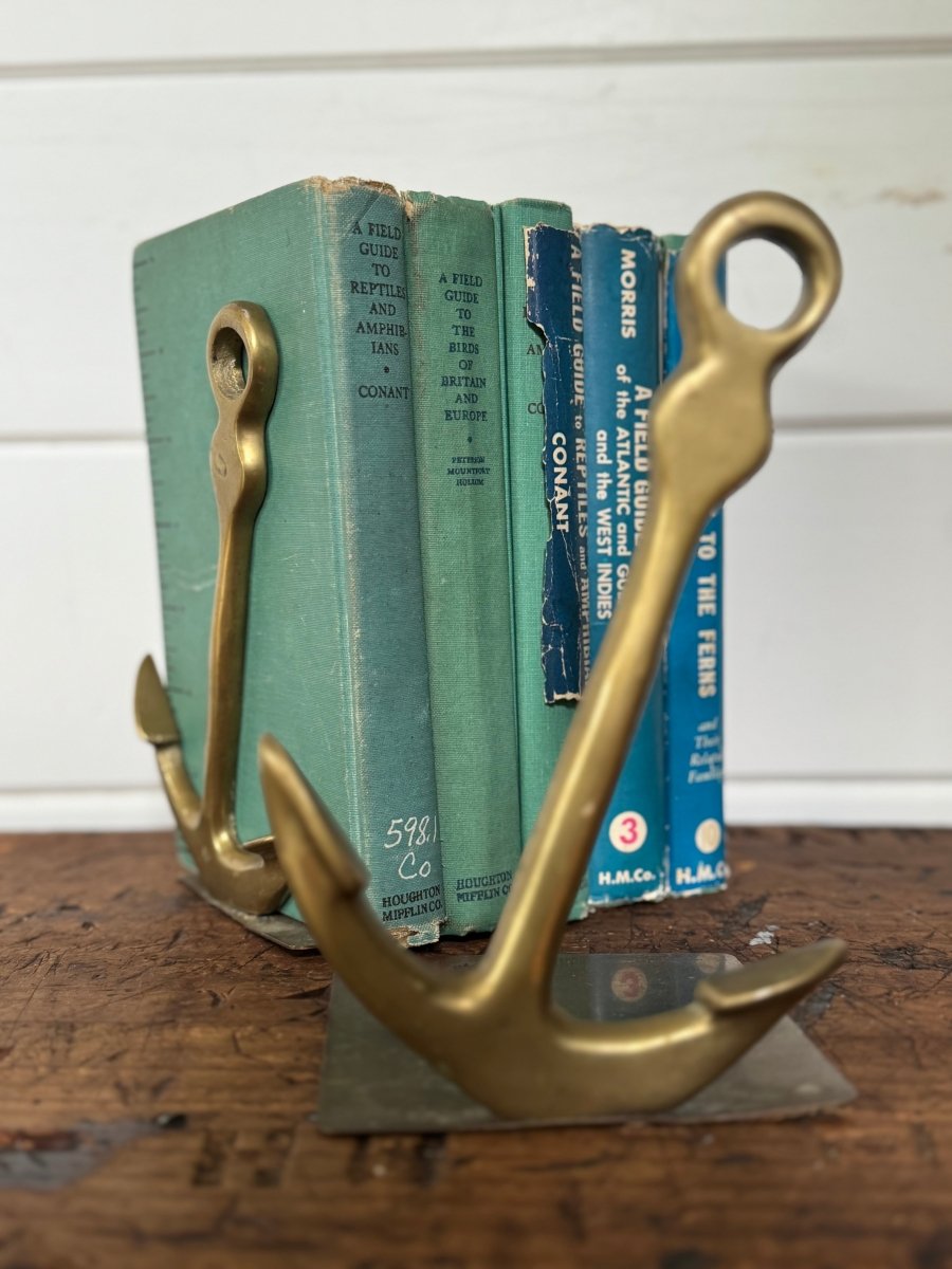 Vintage Brass Anchor Books Ends - Pair - Diamonds & Rust