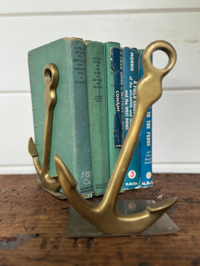 Vintage Brass Anchor Books Ends - Pair - Diamonds & Rust