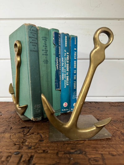 Vintage Brass Anchor Books Ends - Pair - Diamonds & Rust