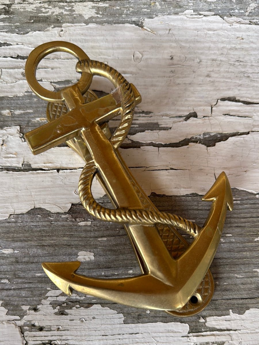 Vintage Brass Anchor Door Knocker - Diamonds & Rust