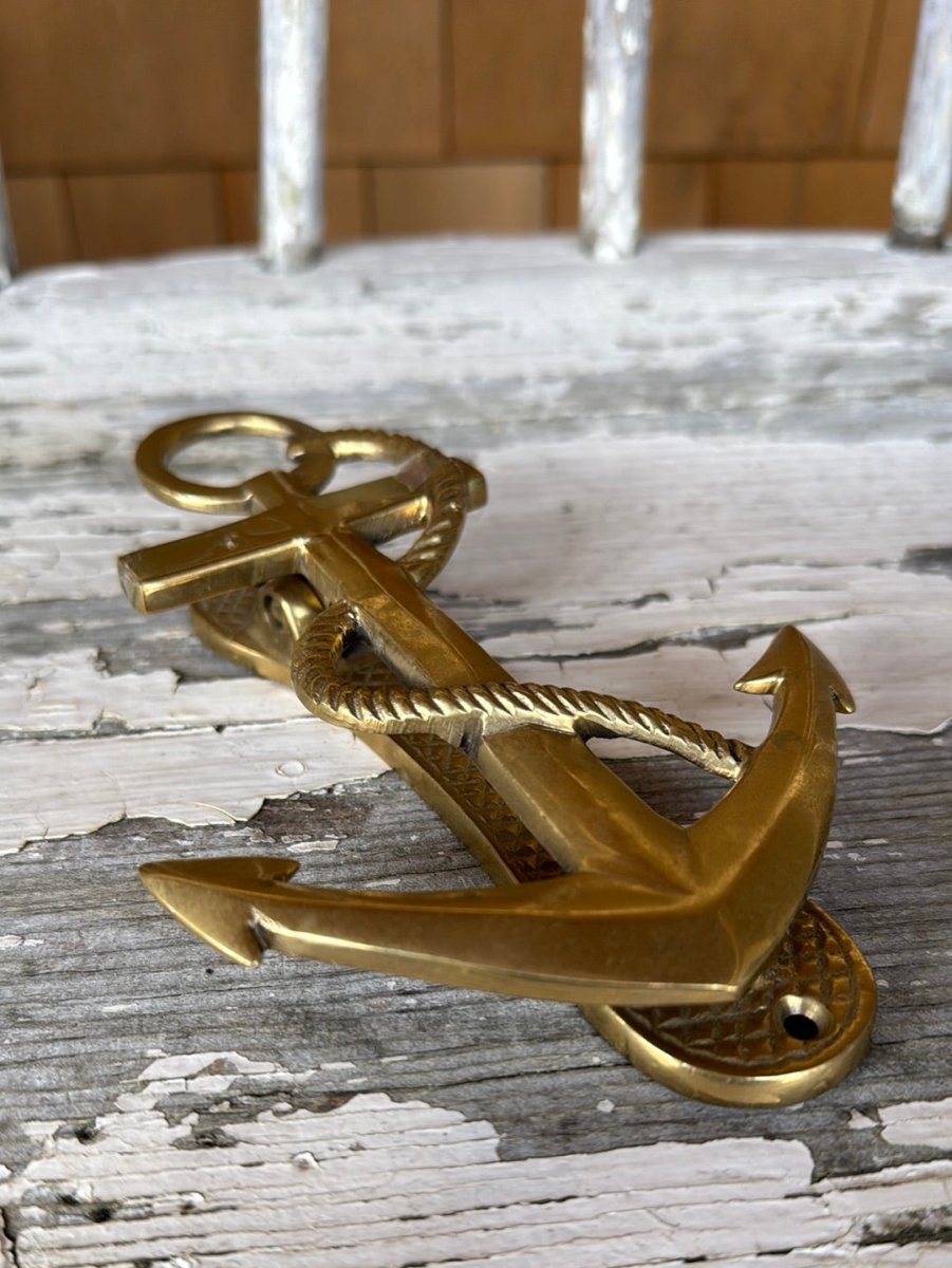 Vintage Brass Anchor Door Knocker - Diamonds & Rust