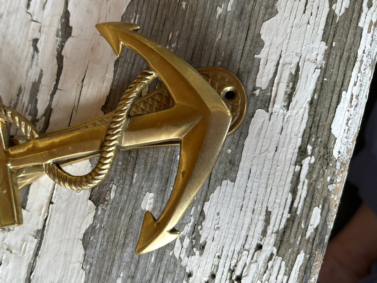 Vintage Brass Anchor Door Knocker - Diamonds & Rust