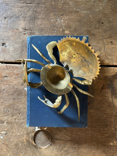 Vintage Brass Crab Ashtray - Diamonds & Rust