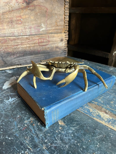 Vintage Brass Crab Ashtray - Diamonds & Rust