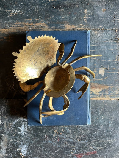 Vintage Brass Crab Ashtray - Diamonds & Rust