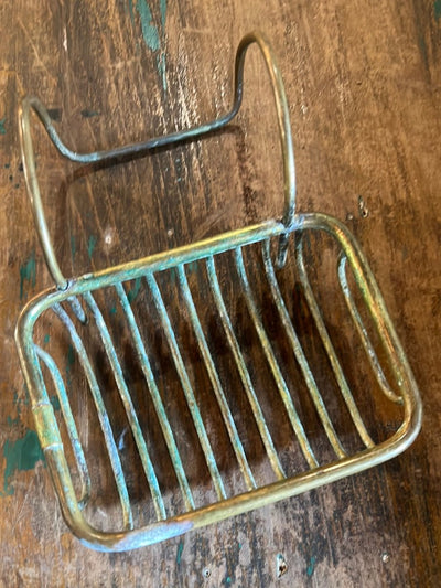 Vintage Brass Soap Dish - Diamonds & Rust