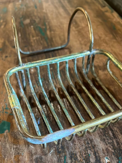 Vintage Brass Soap Dish - Diamonds & Rust