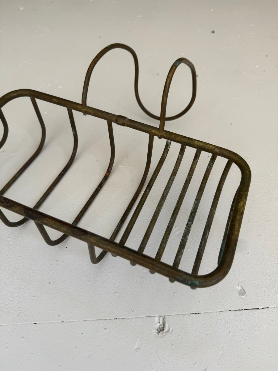 Vintage Brass Soap Dish - Large - Diamonds & Rust