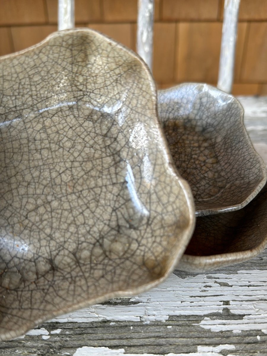 Vintage Ceramic Dish Set of Three - Stone - Diamonds & Rust